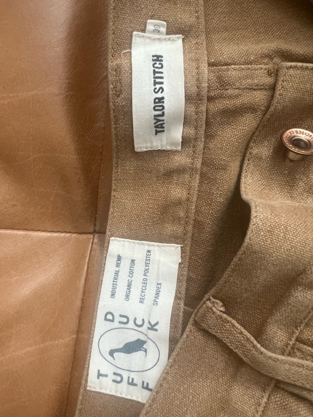 Taylor Stitch Boss Duck Chore Pant in Khaki - Picture 4 of 5